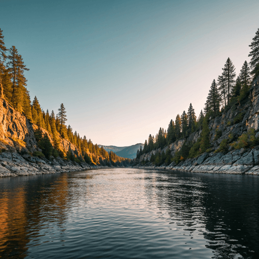 Grand natural river landscape at sunset